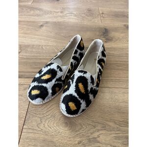 AYCA DESIGN 8 round toe flat kilim loafer Silk Velvet Shoe leopard loafer